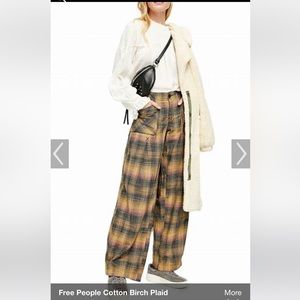 Free People Cotton Birch Plaid Wide Leg Pants
